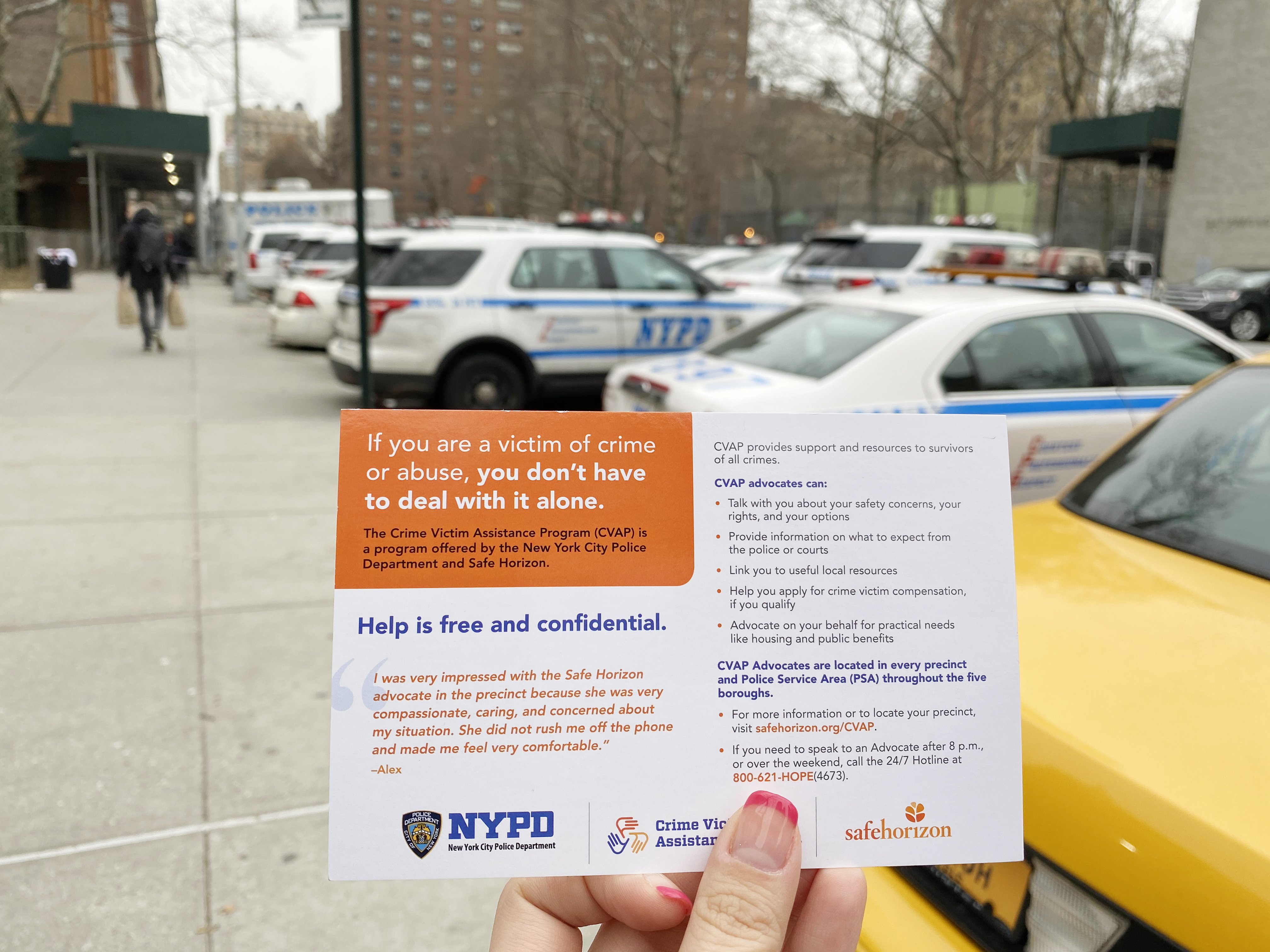 A brochure of Safe Horizon Program at NYPD's 24th precint.